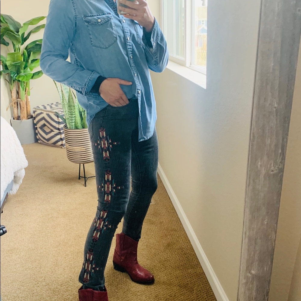 BDG Aztec Embroider High Rise Cigarette Jeans - Picture 3 of 9